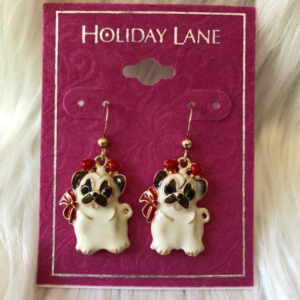 Holiday Lane Puppy Valentine’s Day Earrings